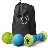 Foot Massager and Massage Ball Set - 2 Back Massager Massage Balls and Foot Massage Muscle Roller Combo Pack with Handheld Massager Carry Bag Livin' Well