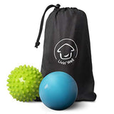 Back Massager Massage Ball Set - Shiatsu Spike Ball and Smooth Tissue Massager 2 Pack with Thermo Activated Gel and Massage Balls Travel Pouch Livin' Well 