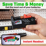 Volt Vault Battery Tester for AAA, AA, C, D, 9V and Small Batteries with Voltage Power Meter